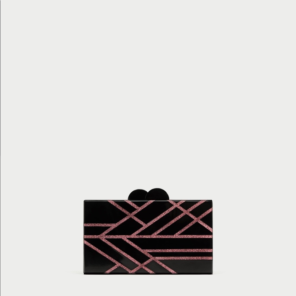 ZARA pink glitter clutch